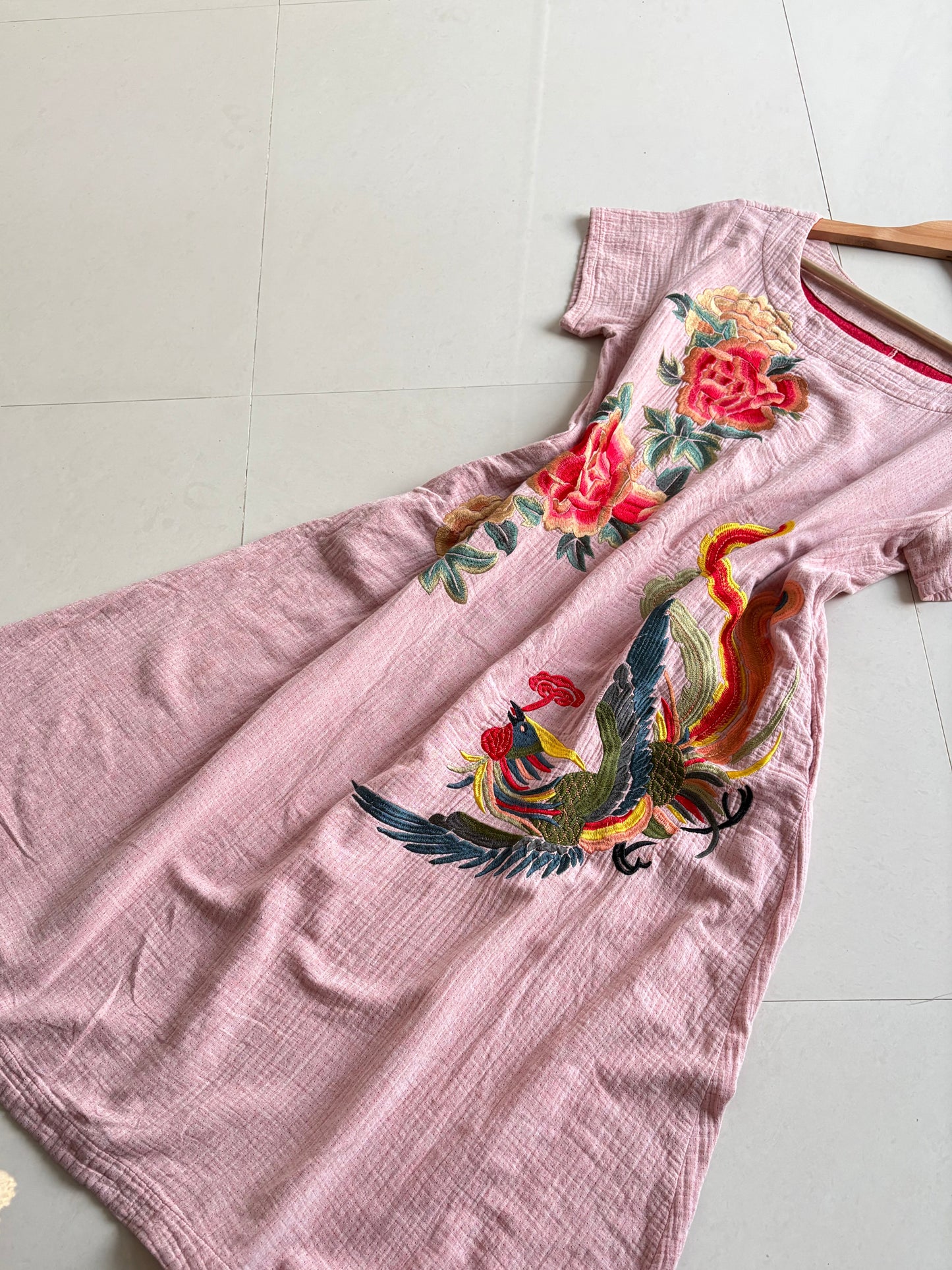 Embroidered mauve dress