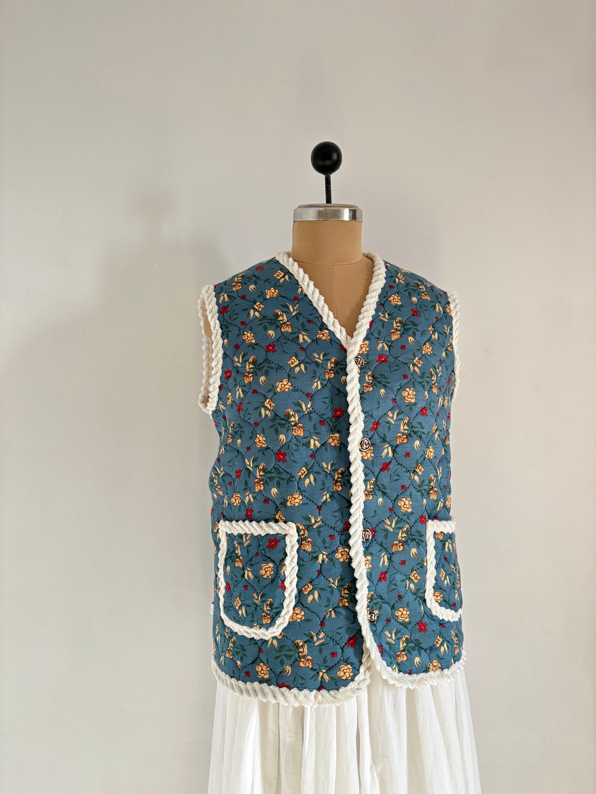 Quilted floral vest