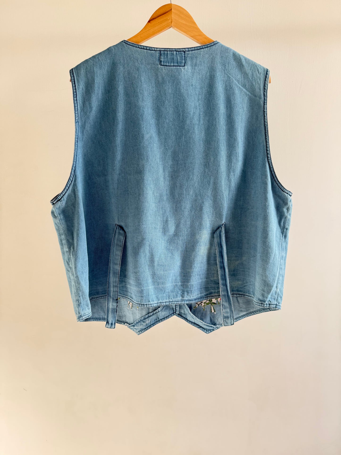 Denim Floral Vest