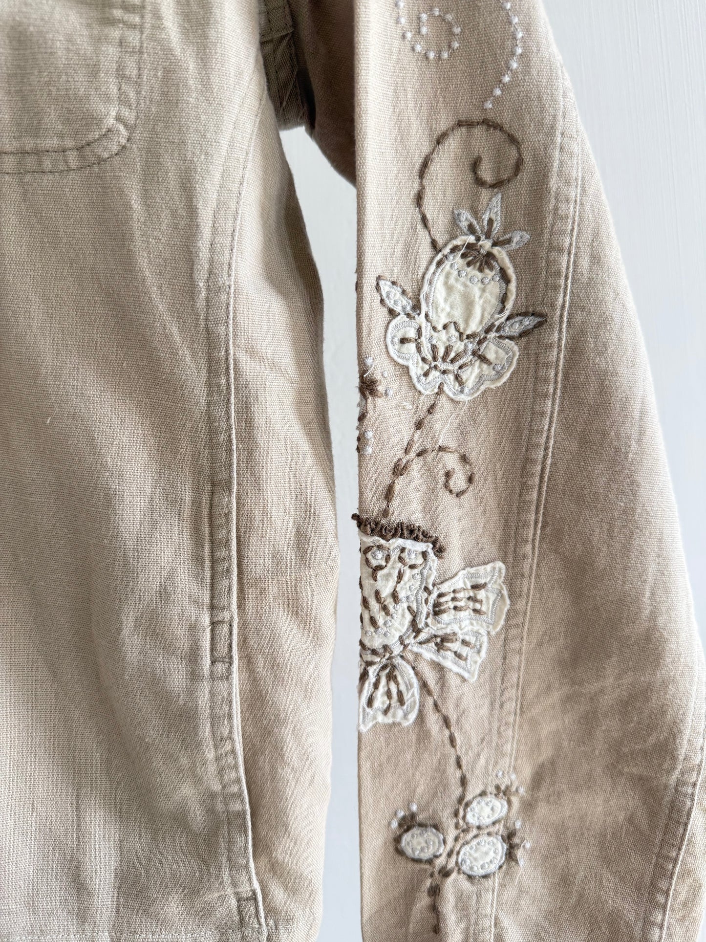 Beige Floral Embroidered Jacket
