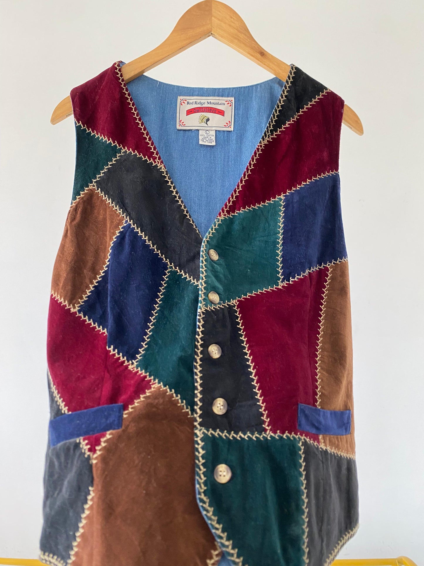Suede patchwork vest