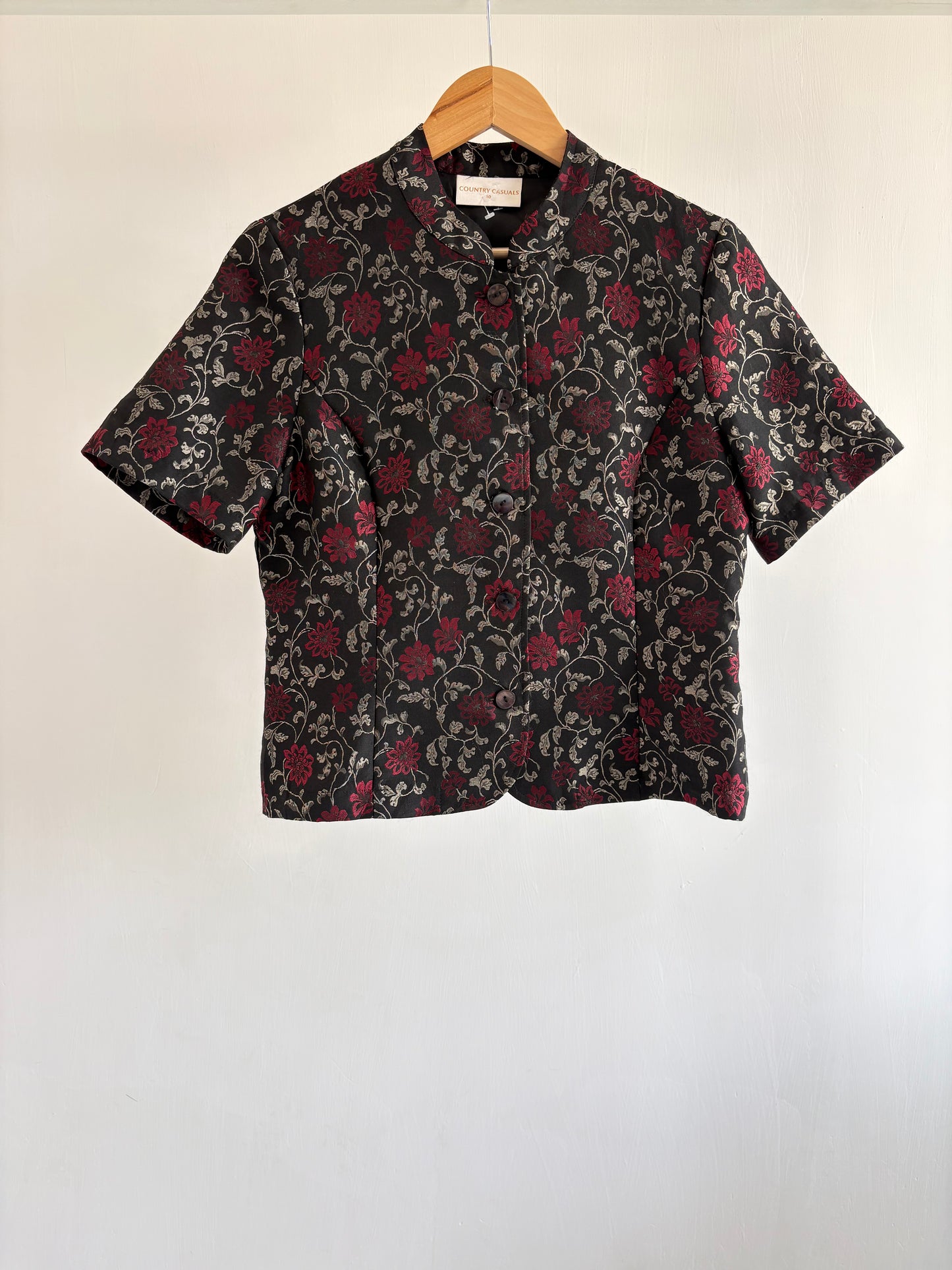 Midnight Rose Brocade Top