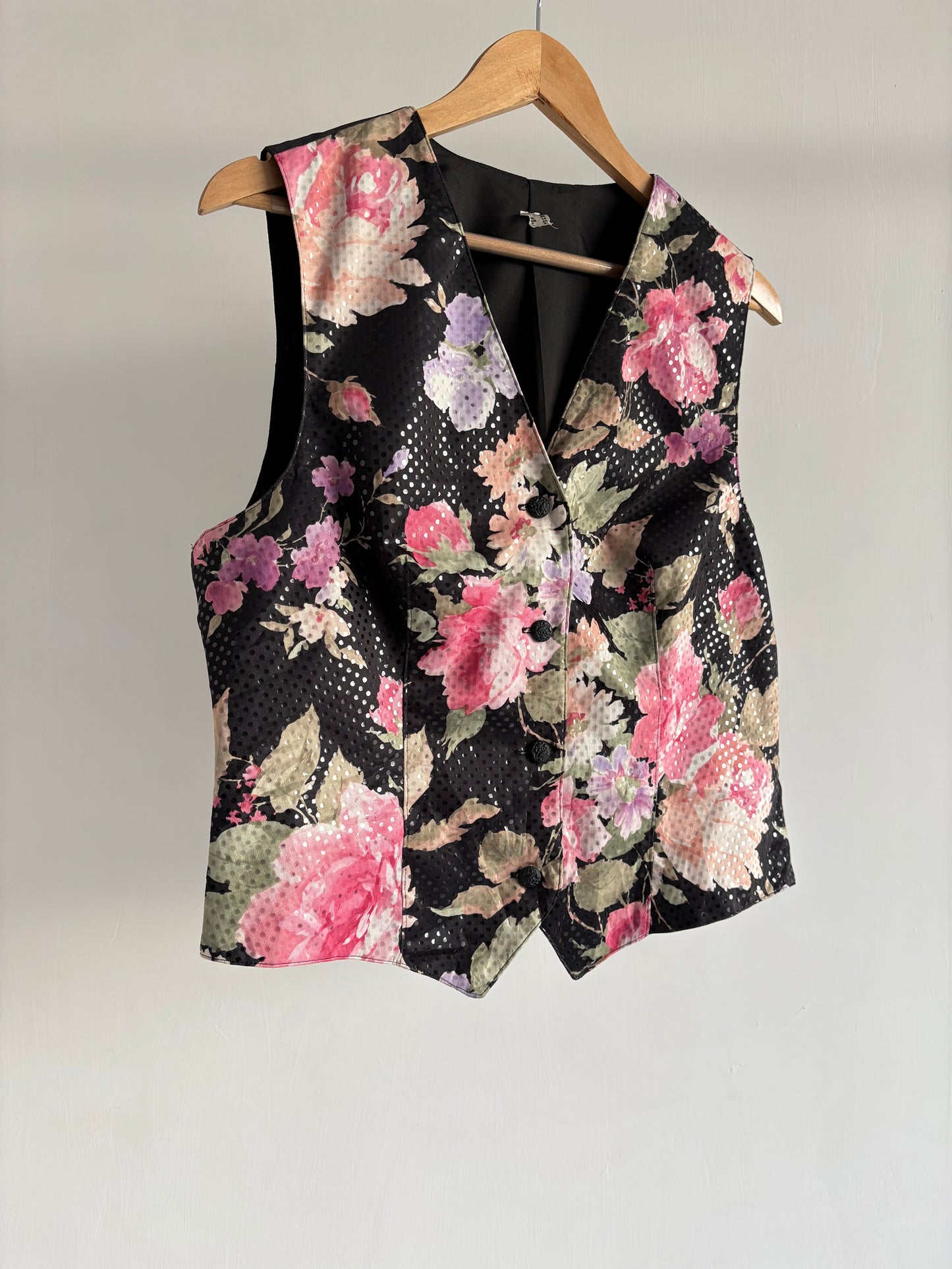 Floral Black Vest