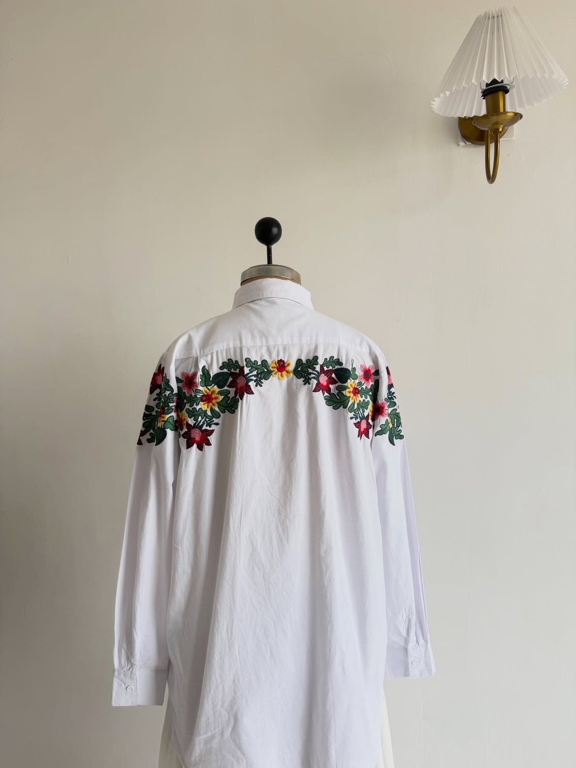 White Floral Embroidered Shirt