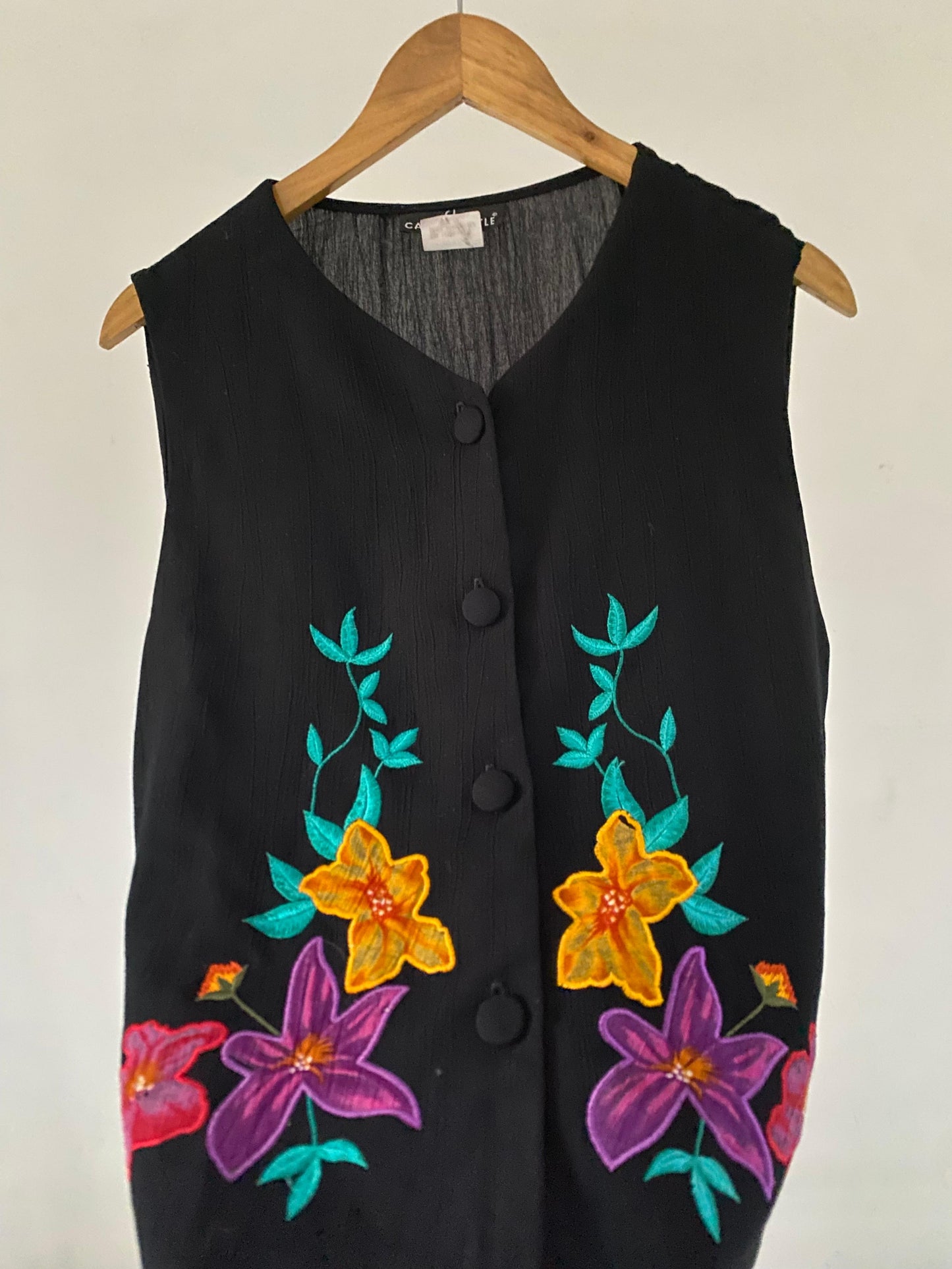 Embroidered Black Vest