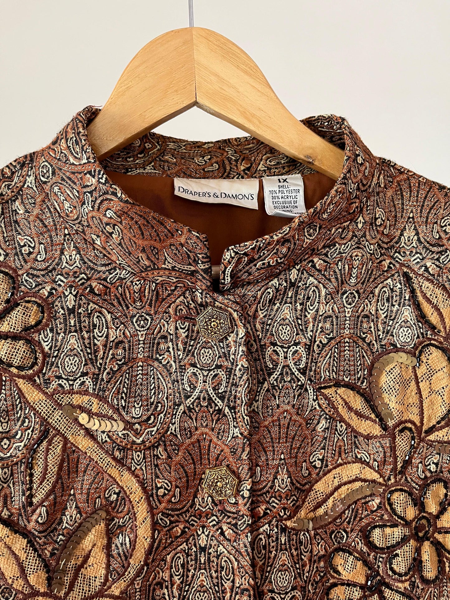 Brown embroidered boho jacket