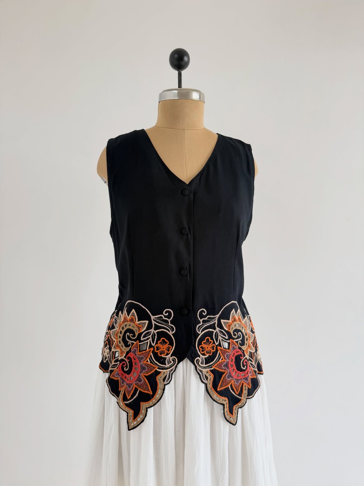Black Embroidered Vest