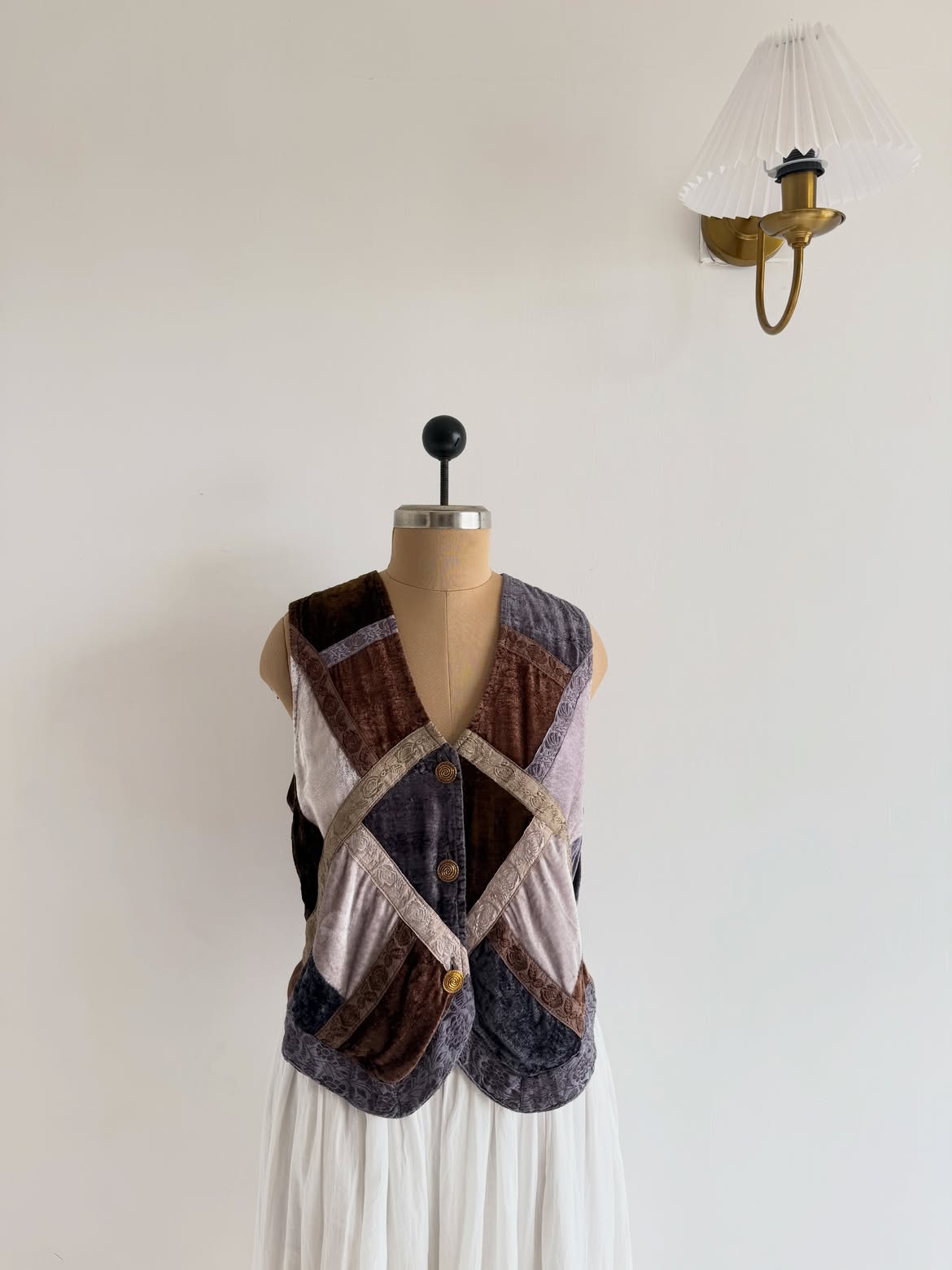 Multi Patch Velvet Vest