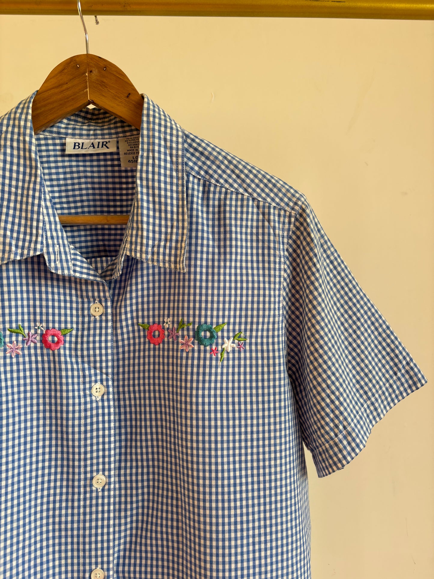 Blue Embroidered Checkered Shirt