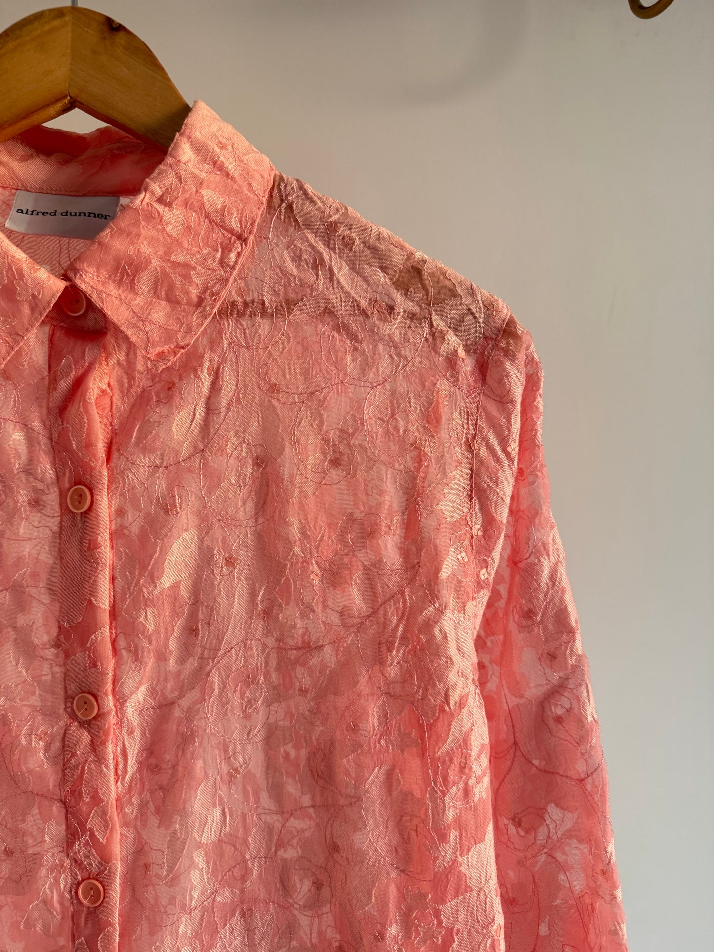 Peach Floral Embossed Shirt