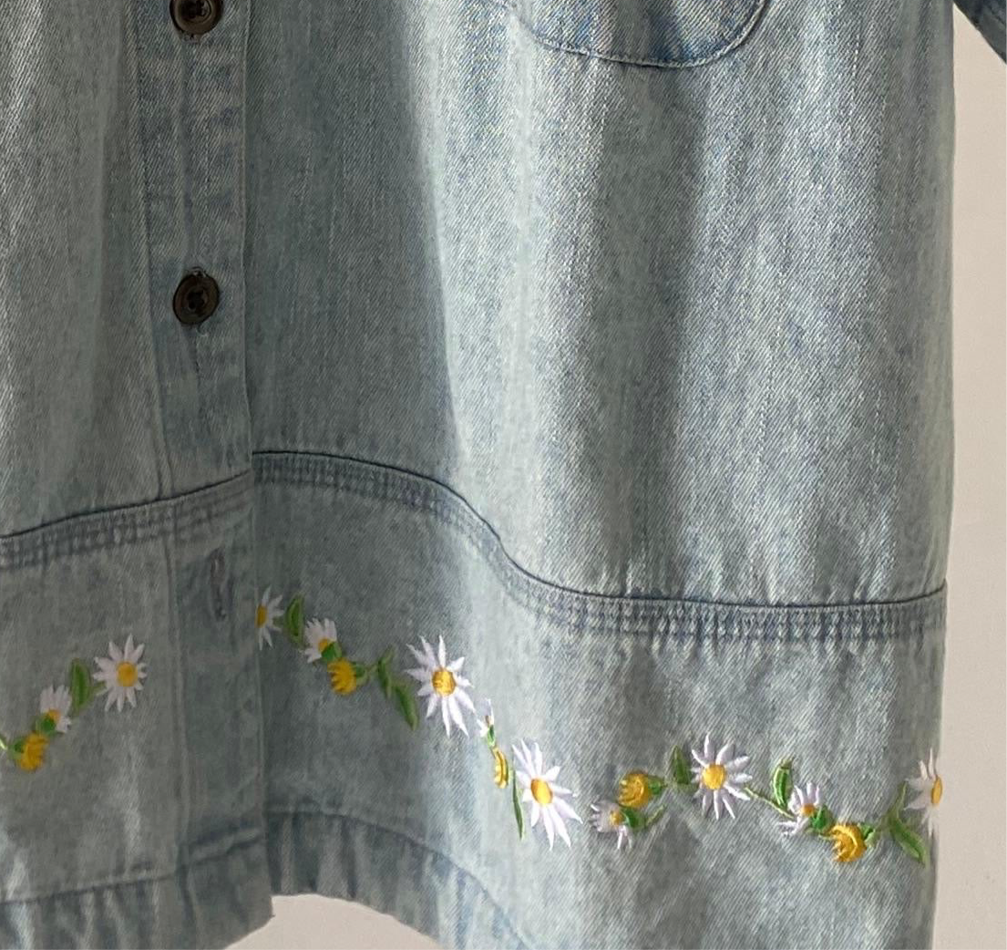 Floral denim shirt
