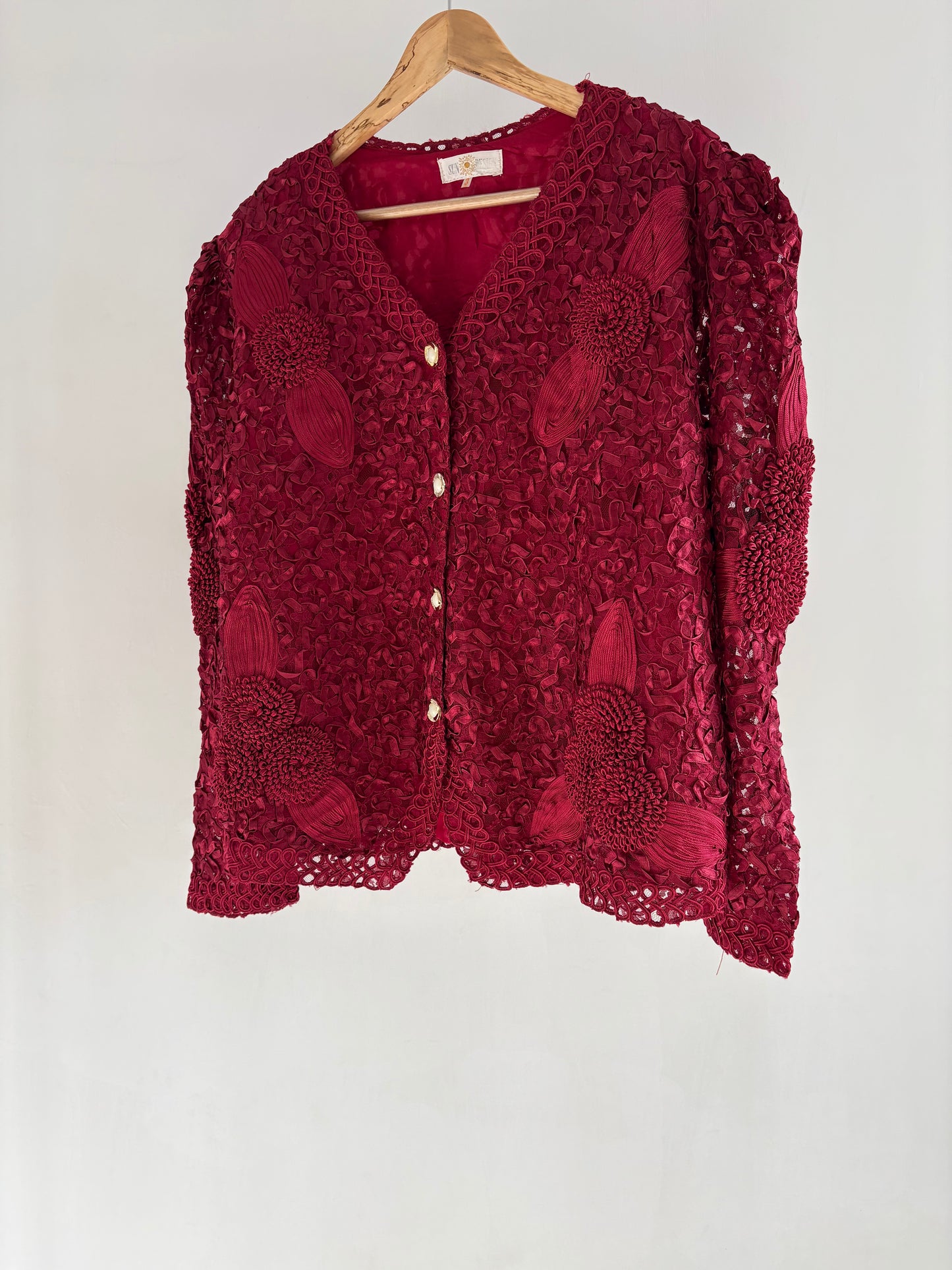 Floral Embroidered Maroon Jacket