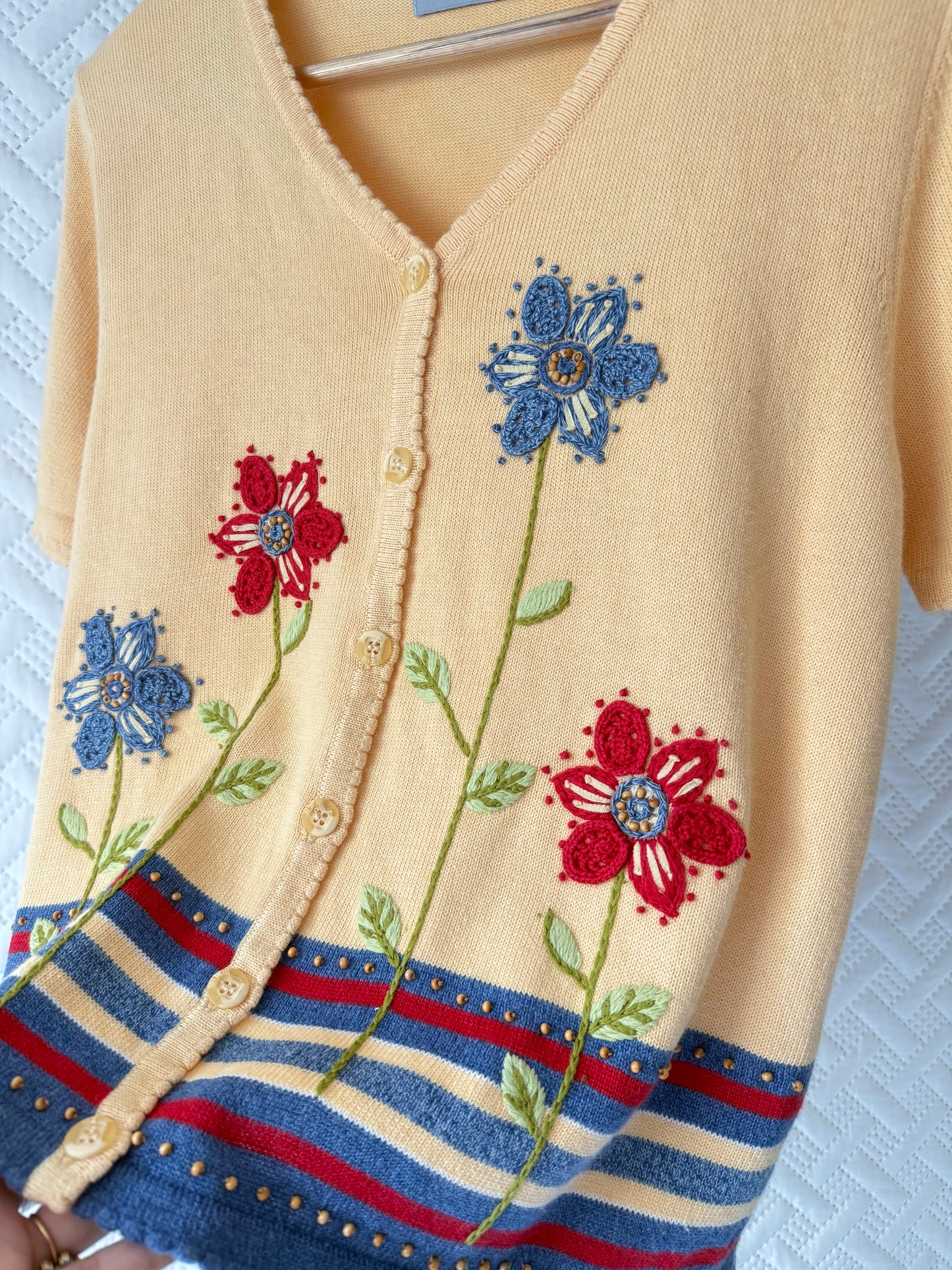 Embroidered floral knit top