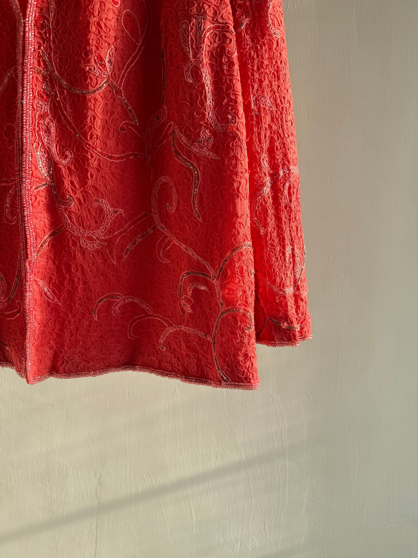 Vintage Red Textured Kimono Jacket