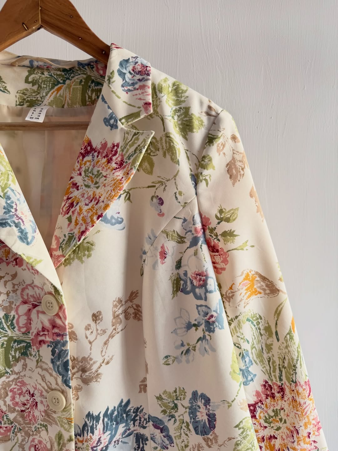 Beige Floral Printed Blazer