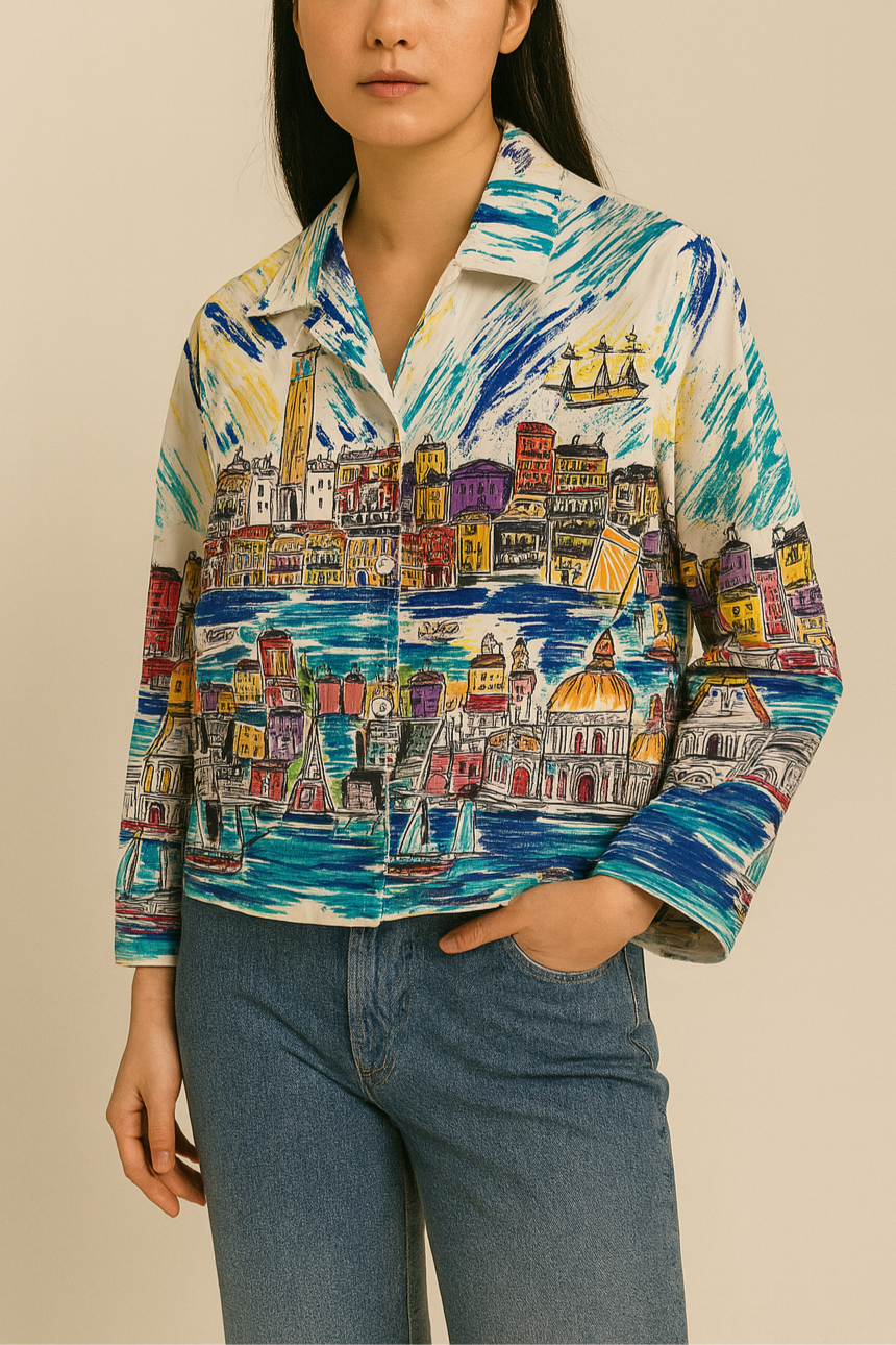 Hand-Painted Cityscape Shirt β Unisex