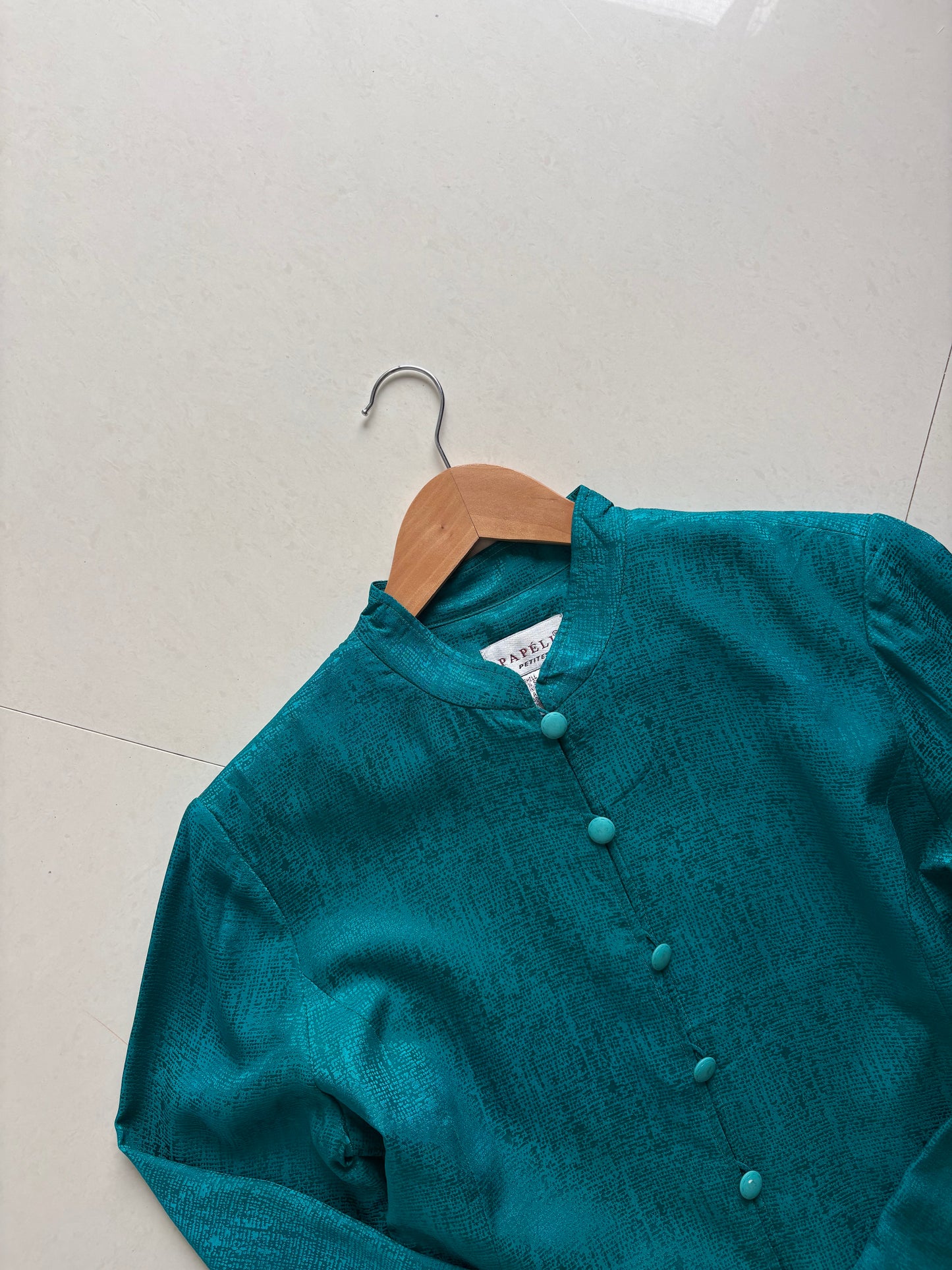Teal blue silk blazer