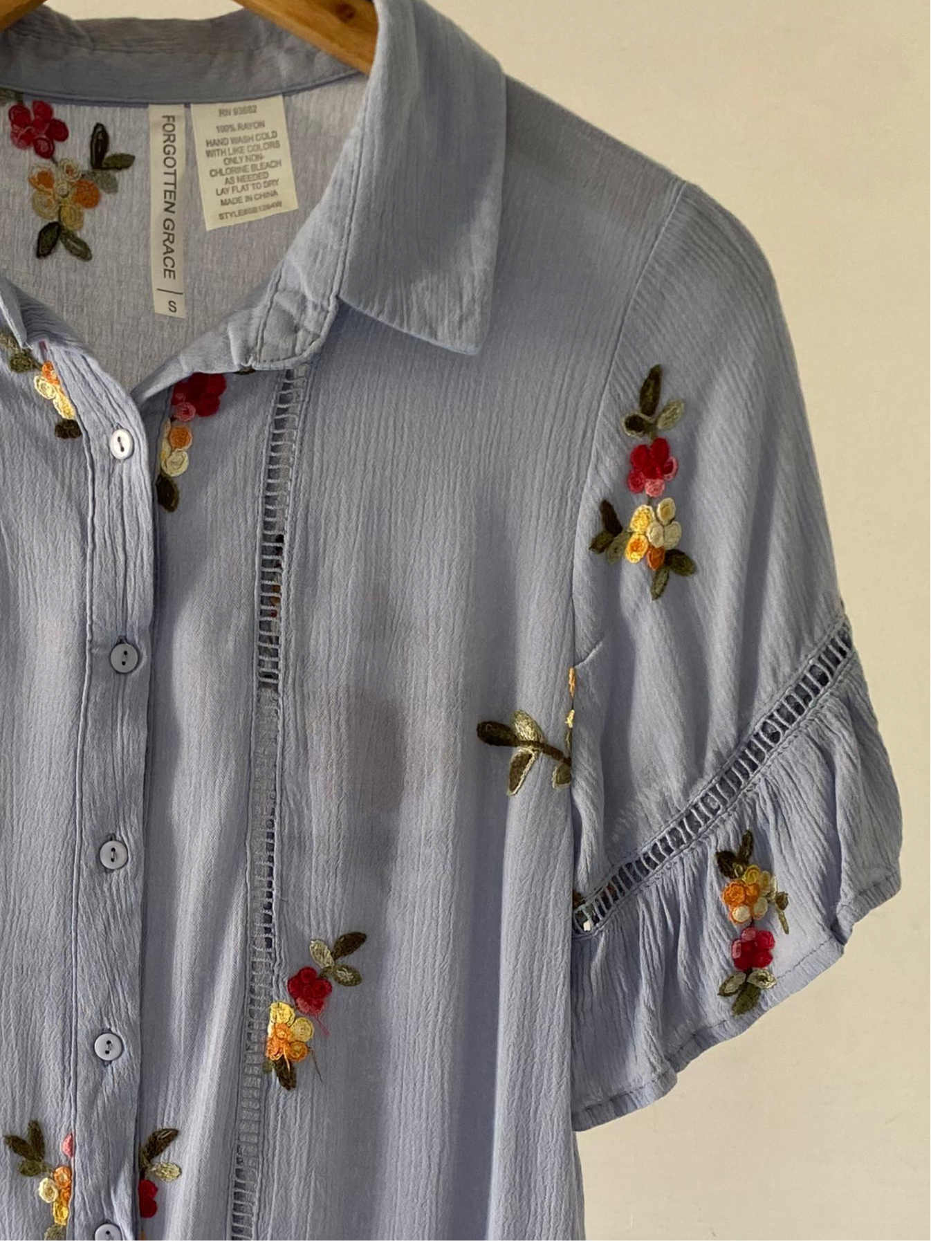 Embroidered blue shirt