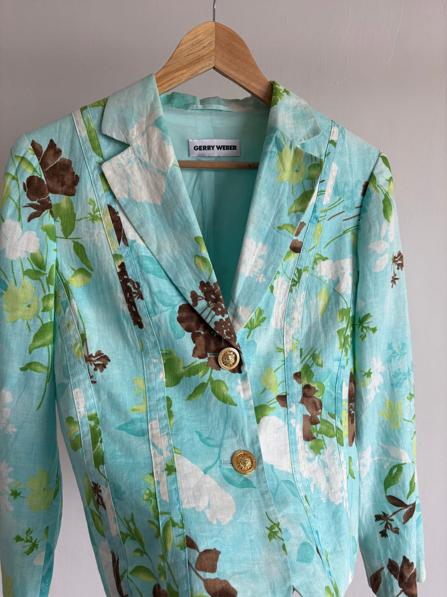 Linen floral blazer (Teal)