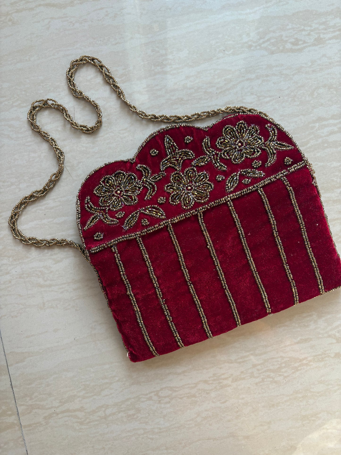 Beaded maroon bag