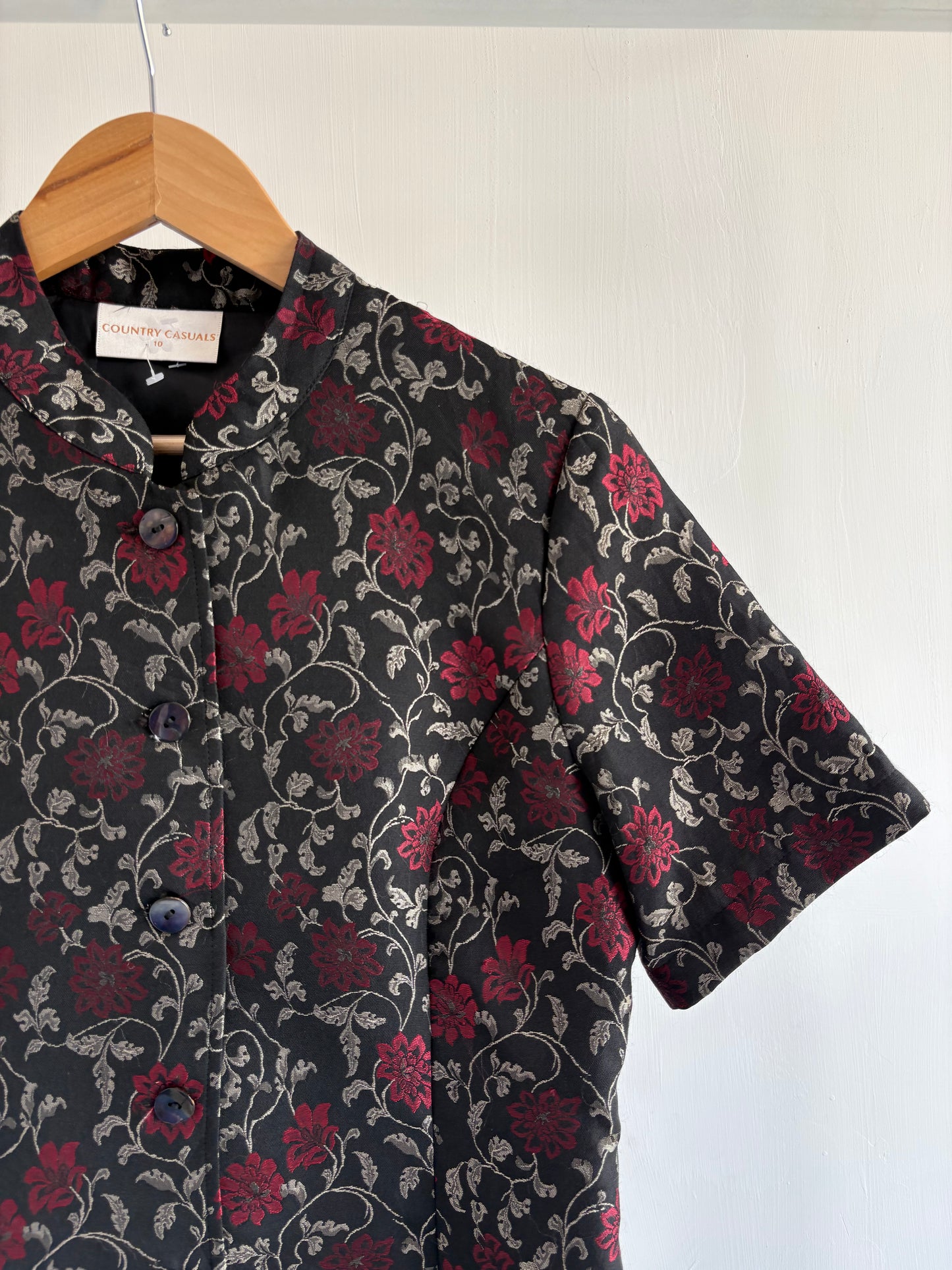 Midnight Rose Brocade Top