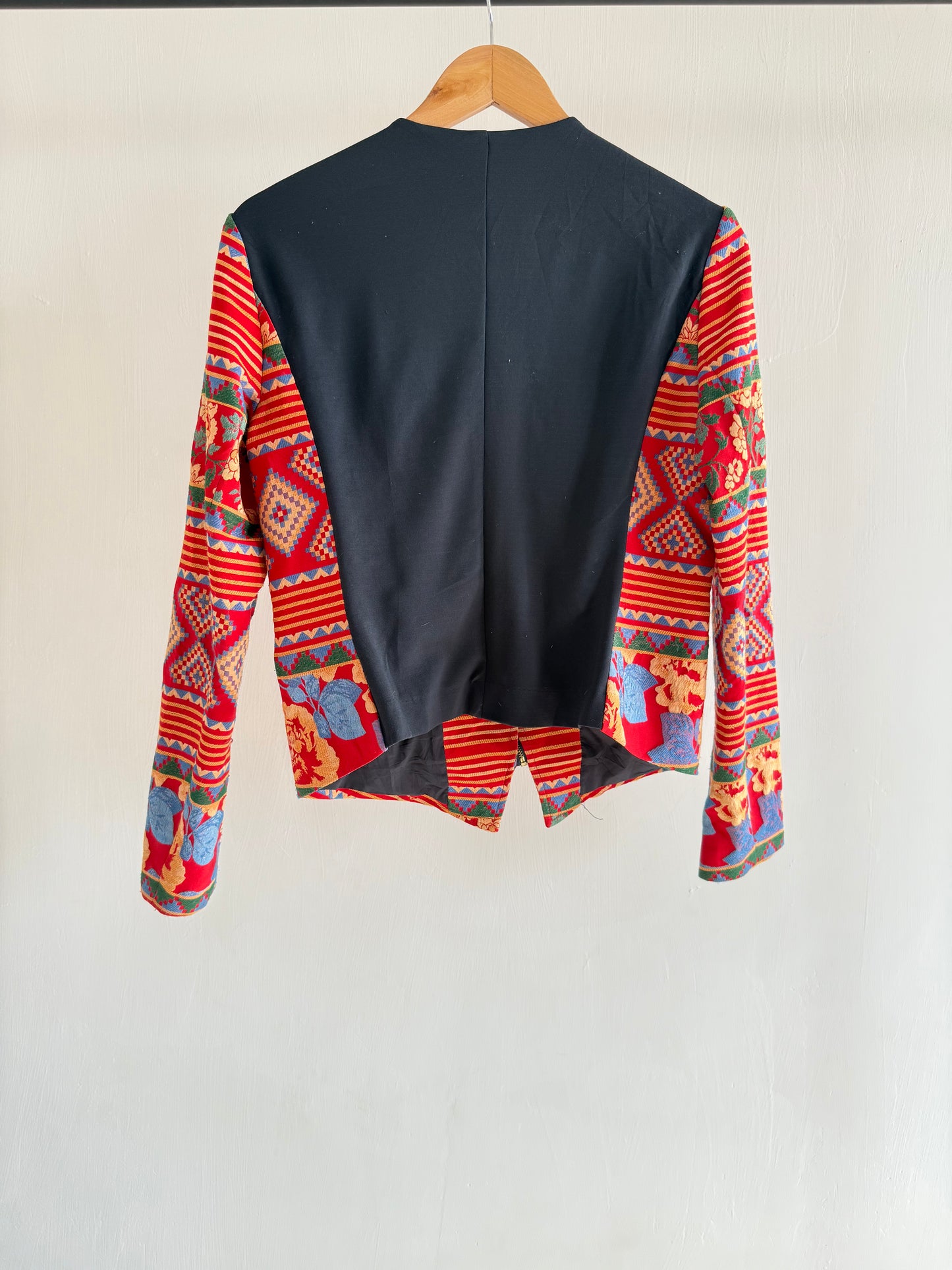 Red Embroidered Zipper Jacket