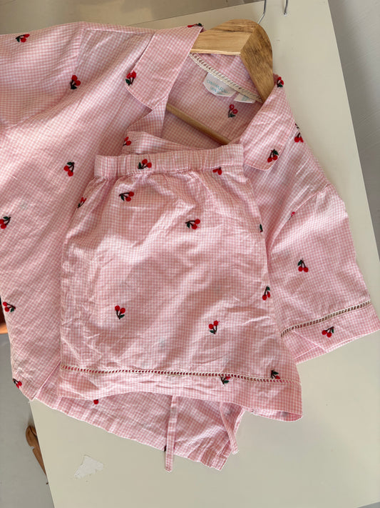 Cherry embroidered nightsuit