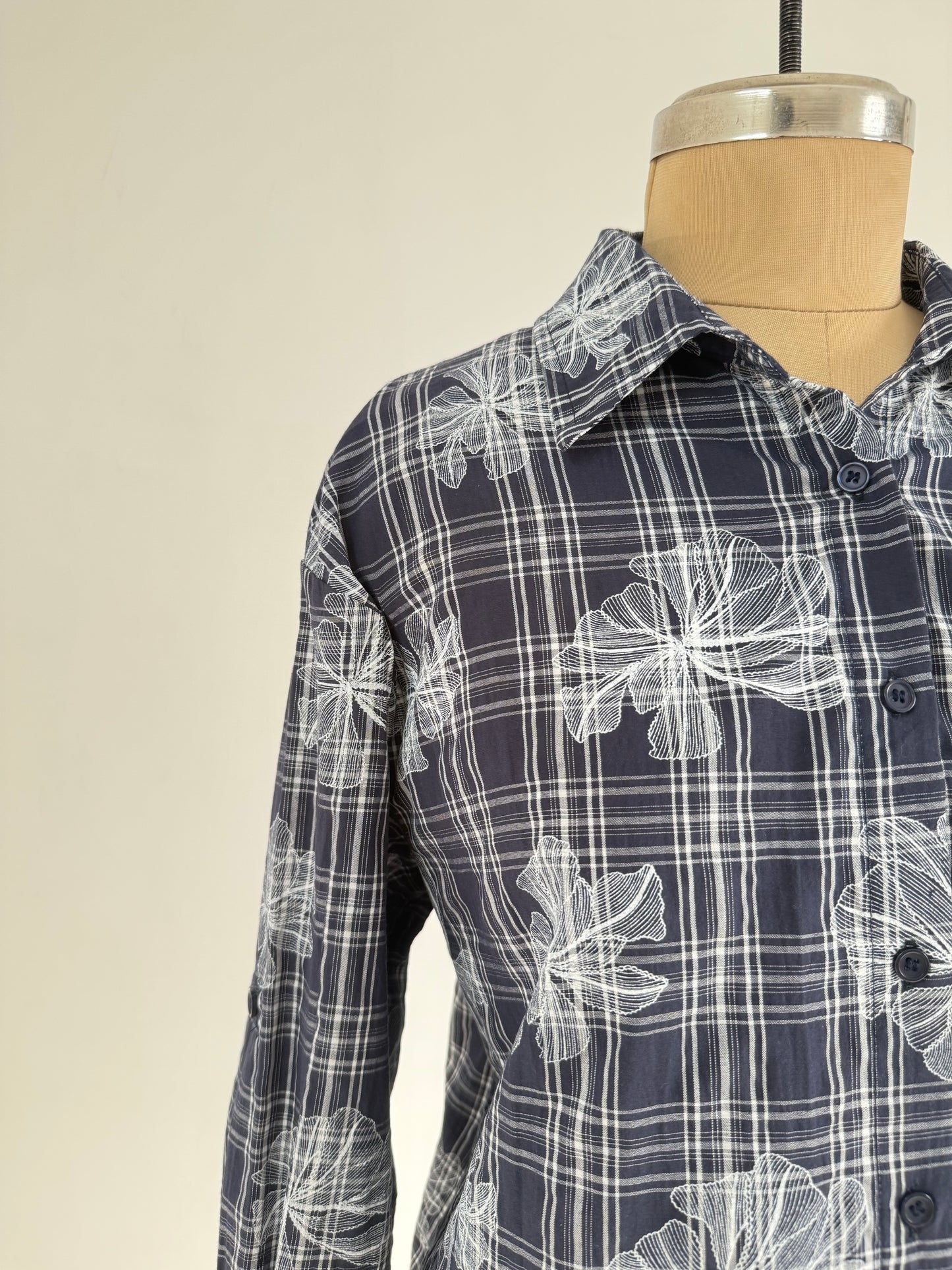Navy Floral Printed Shirt