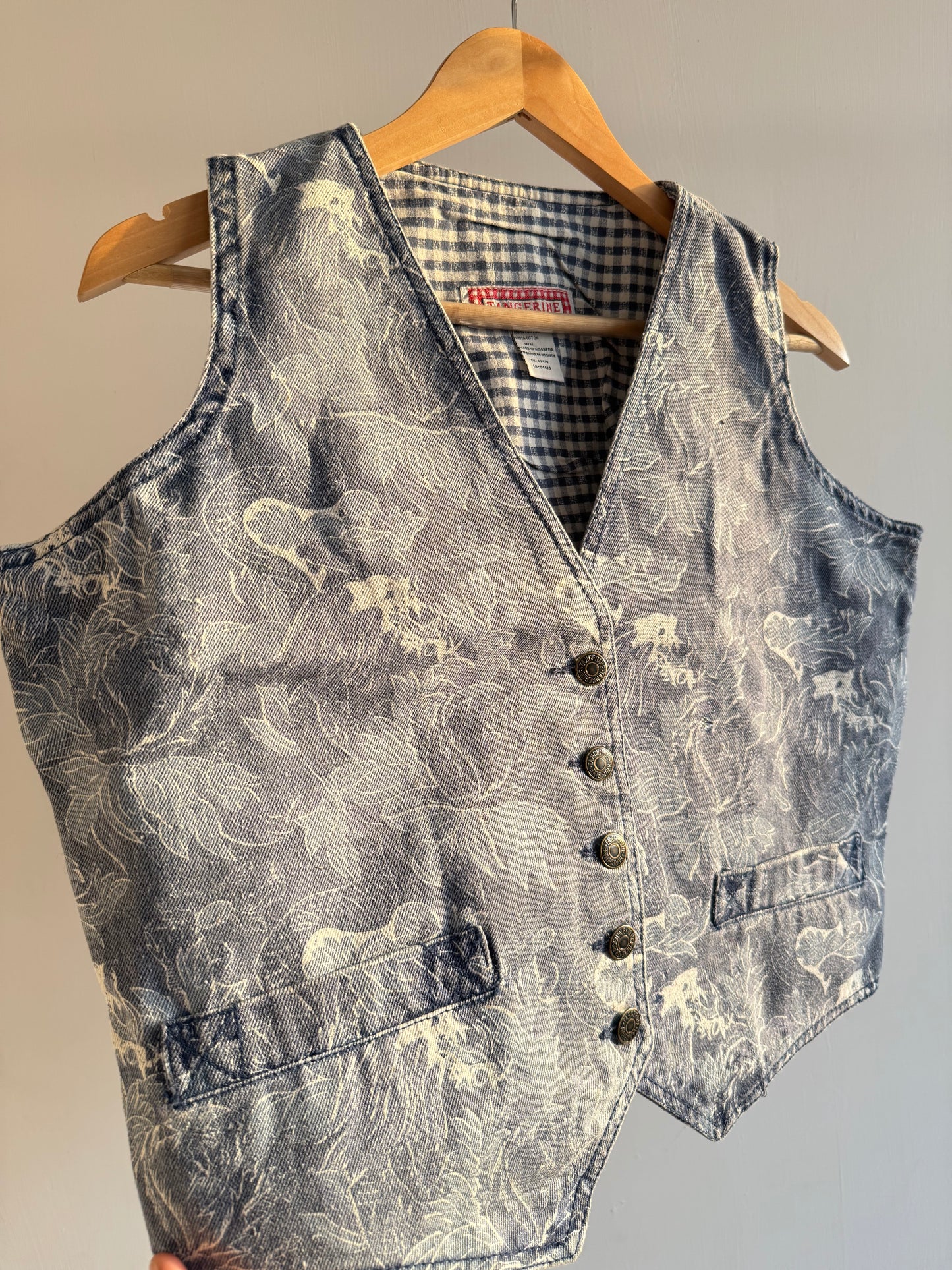 Denim Floral Printed Vest