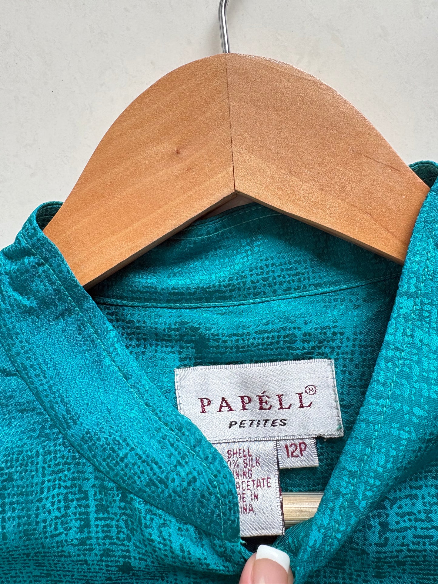 Teal blue silk blazer