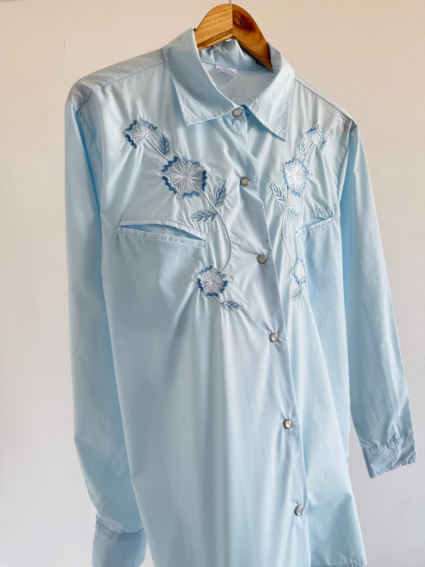 Sky Blue Embroidered Shirt