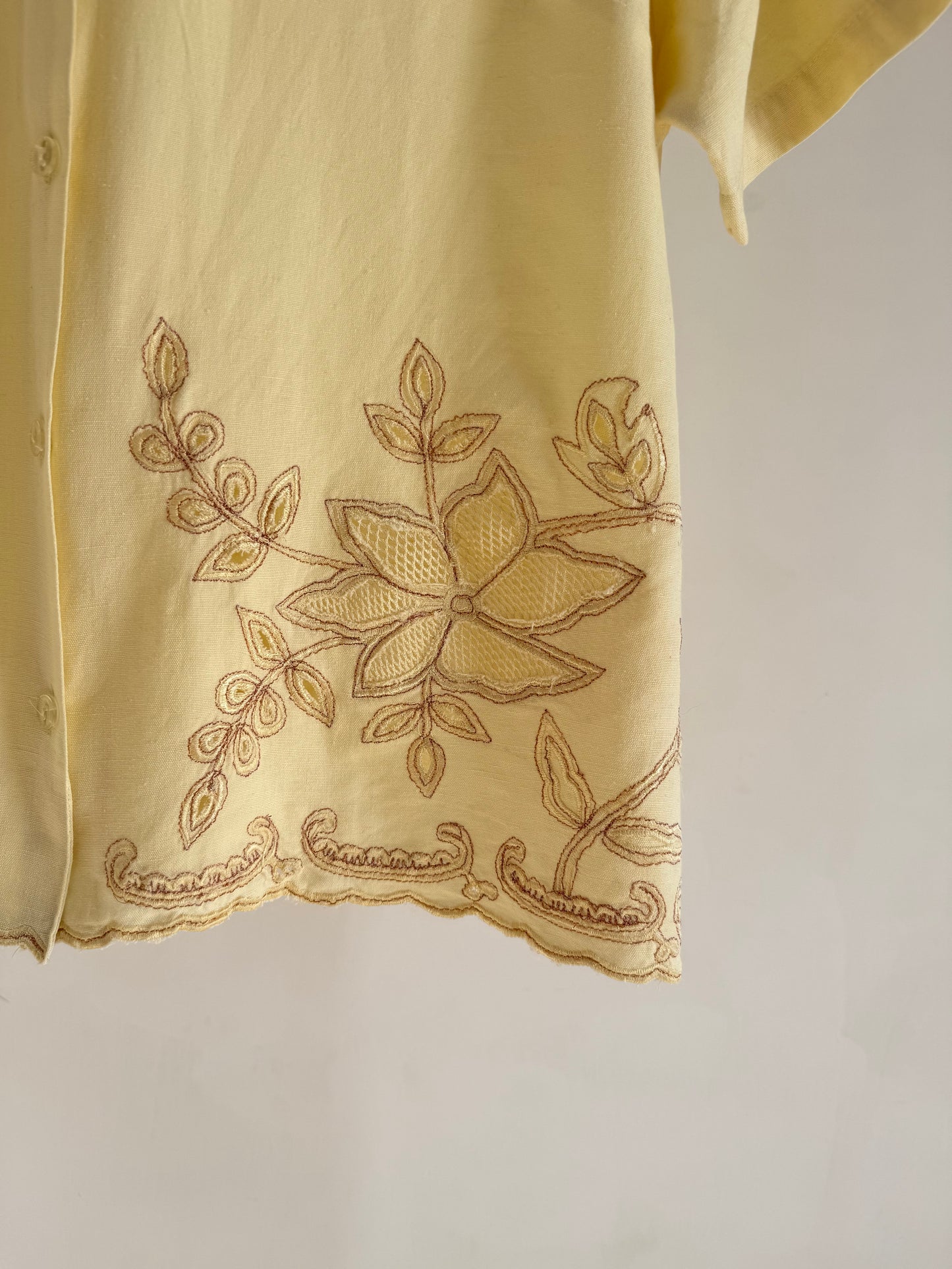 Yellow Linen Embroidered Shirt