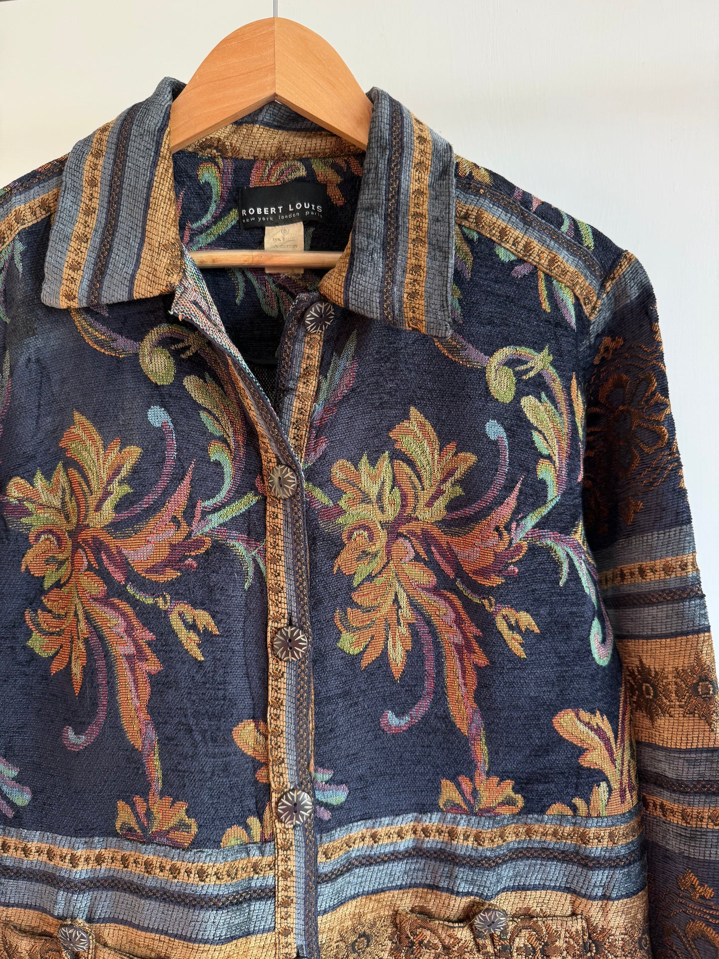 Vintage Tapestry Pattern Jacket (Blue & Gold)