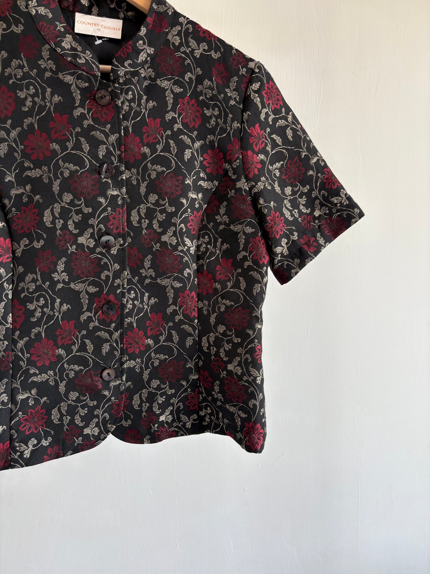 Midnight Rose Brocade Top
