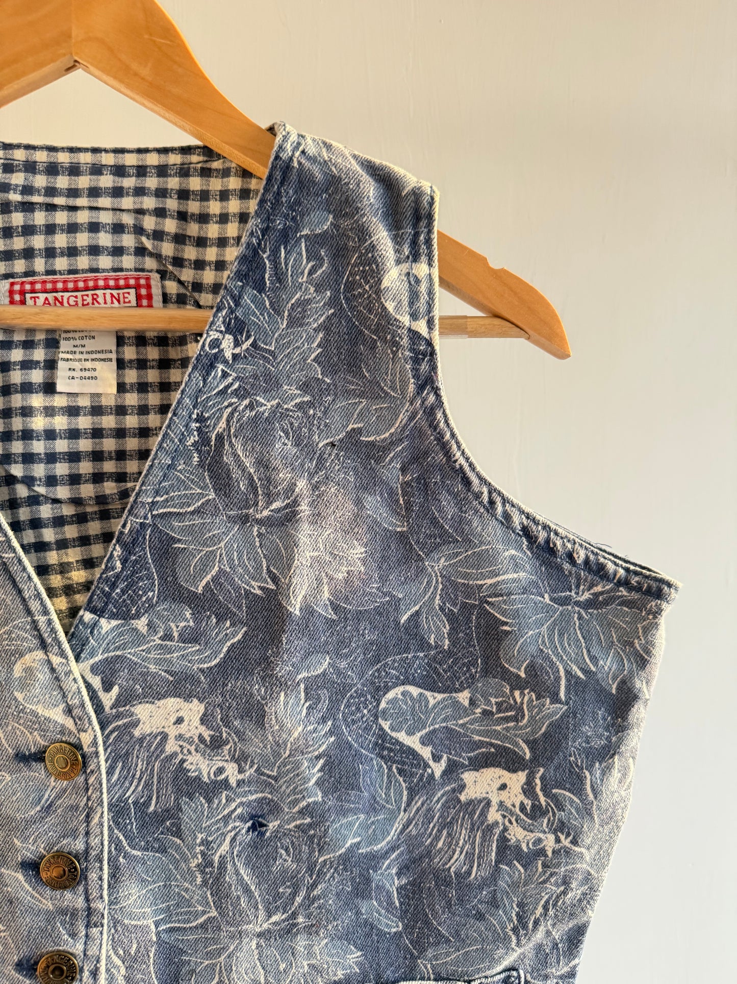 Denim Floral Printed Vest