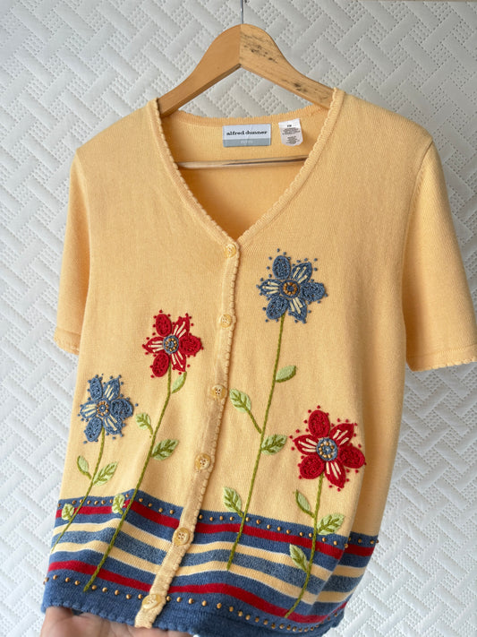 Embroidered floral knit top