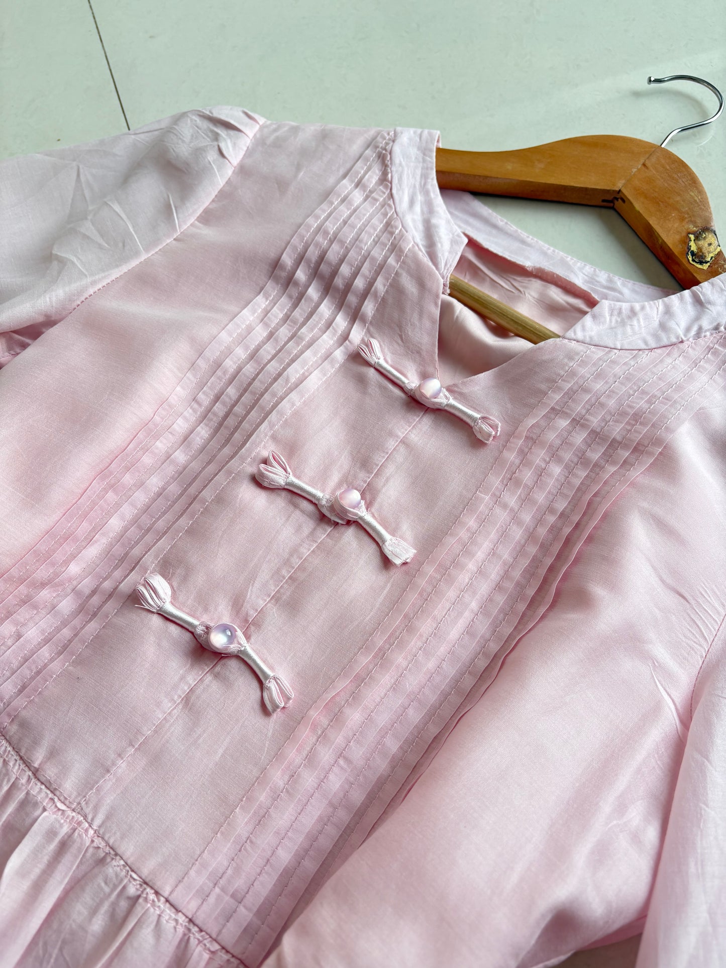 Pink Mandarin silk dress