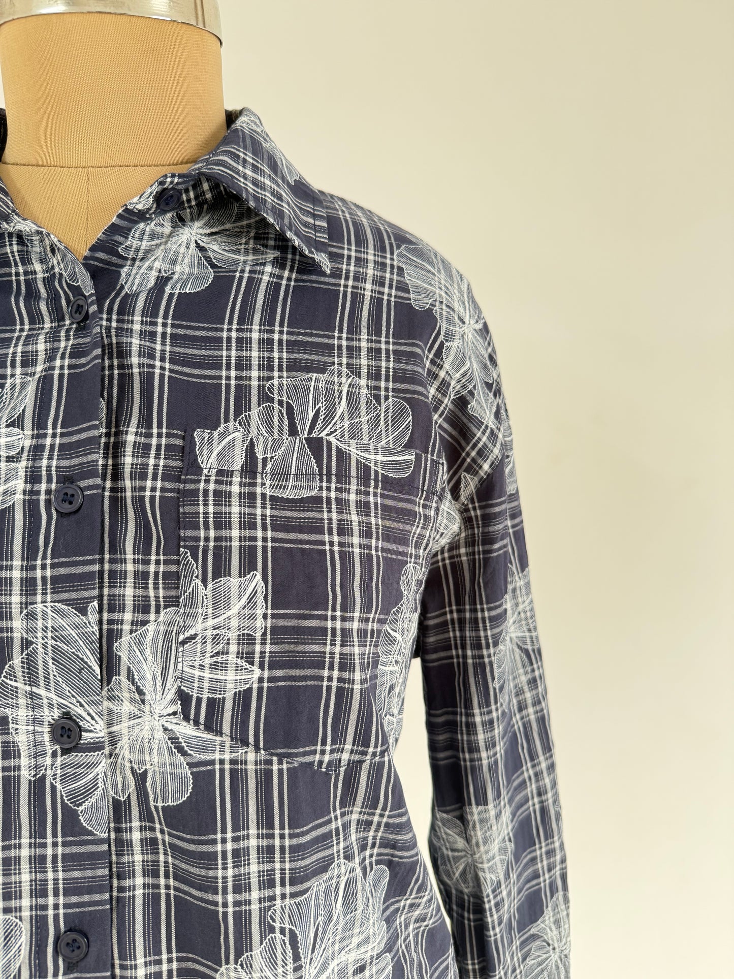 Navy Floral Printed Shirt