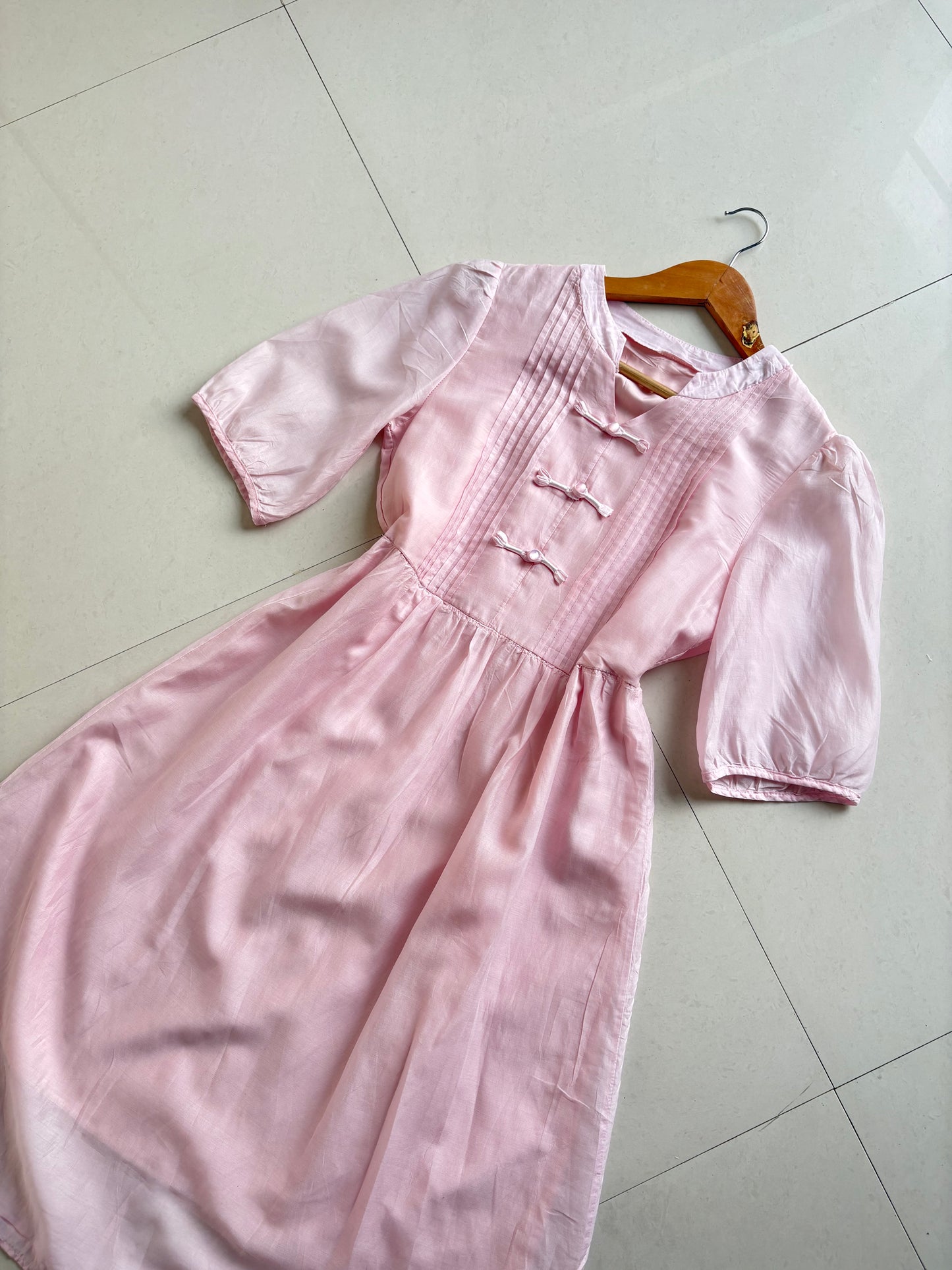 Pink Mandarin silk dress