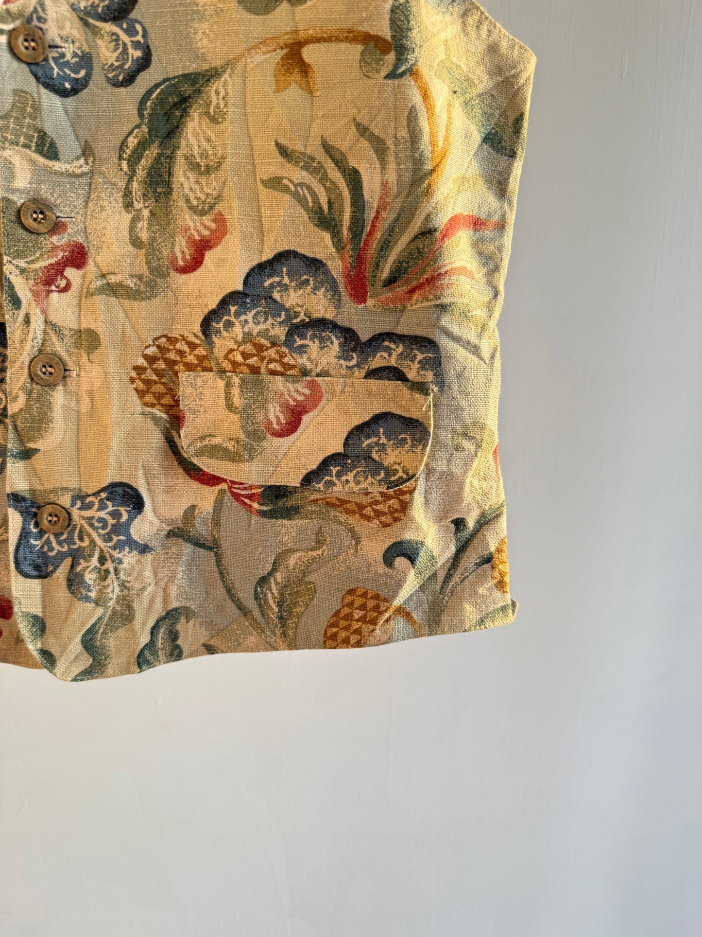 Beige Floral Printed Vest