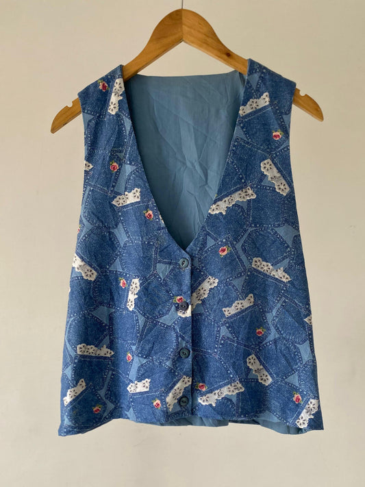 Blue floral vest