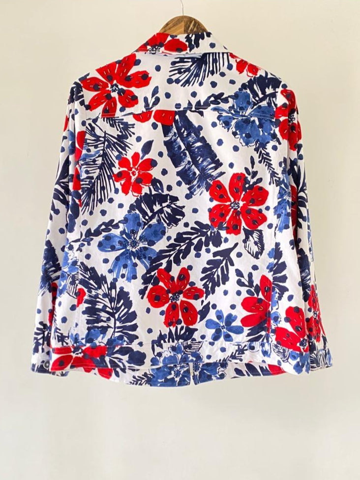 Blue Red Flower Blazer