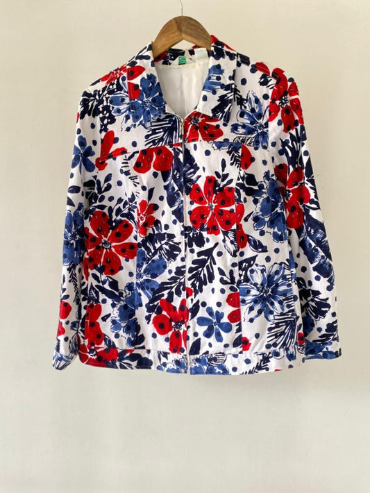 Blue Red Flower Blazer