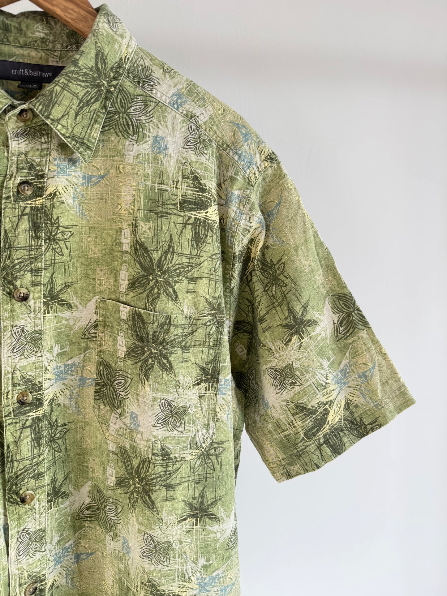Vintage Olive Abstract Print Shirt