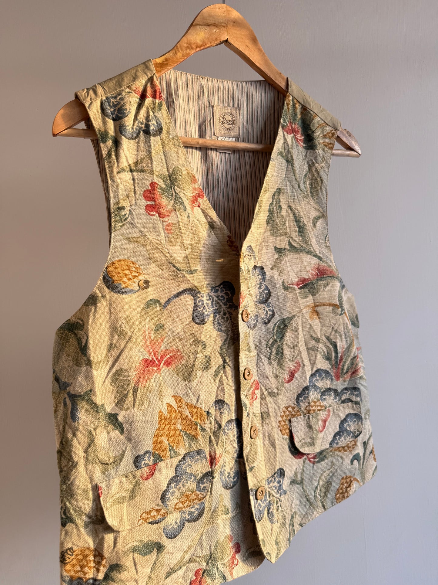 Beige Floral Printed Vest