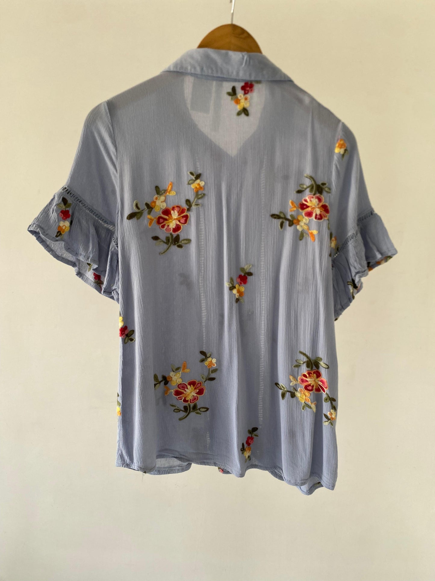 Embroidered blue shirt