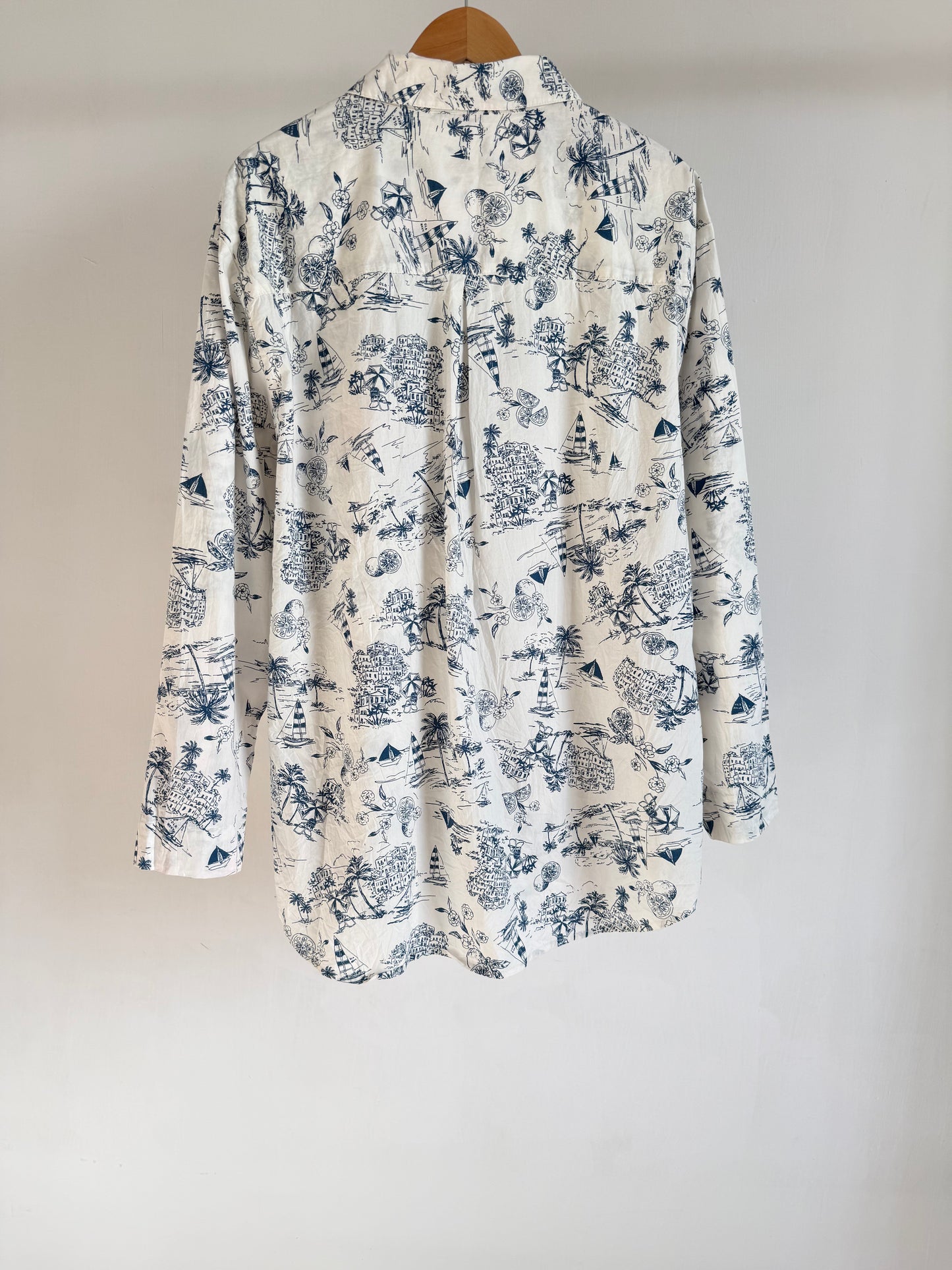 White Printed Long Shirt (Old Navy)