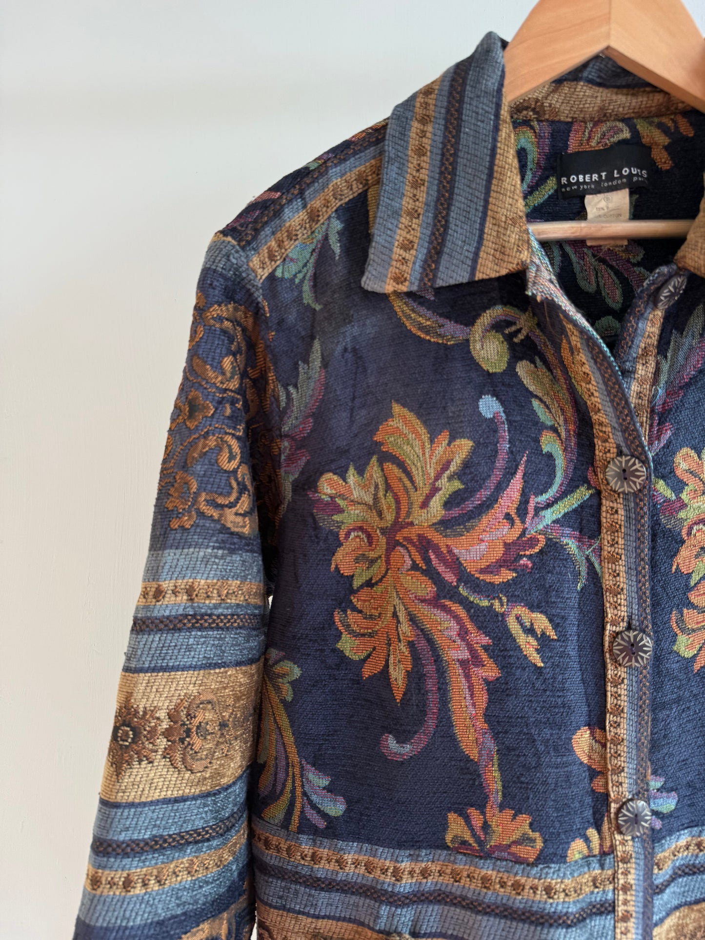 Vintage Tapestry Pattern Jacket (Blue & Gold)
