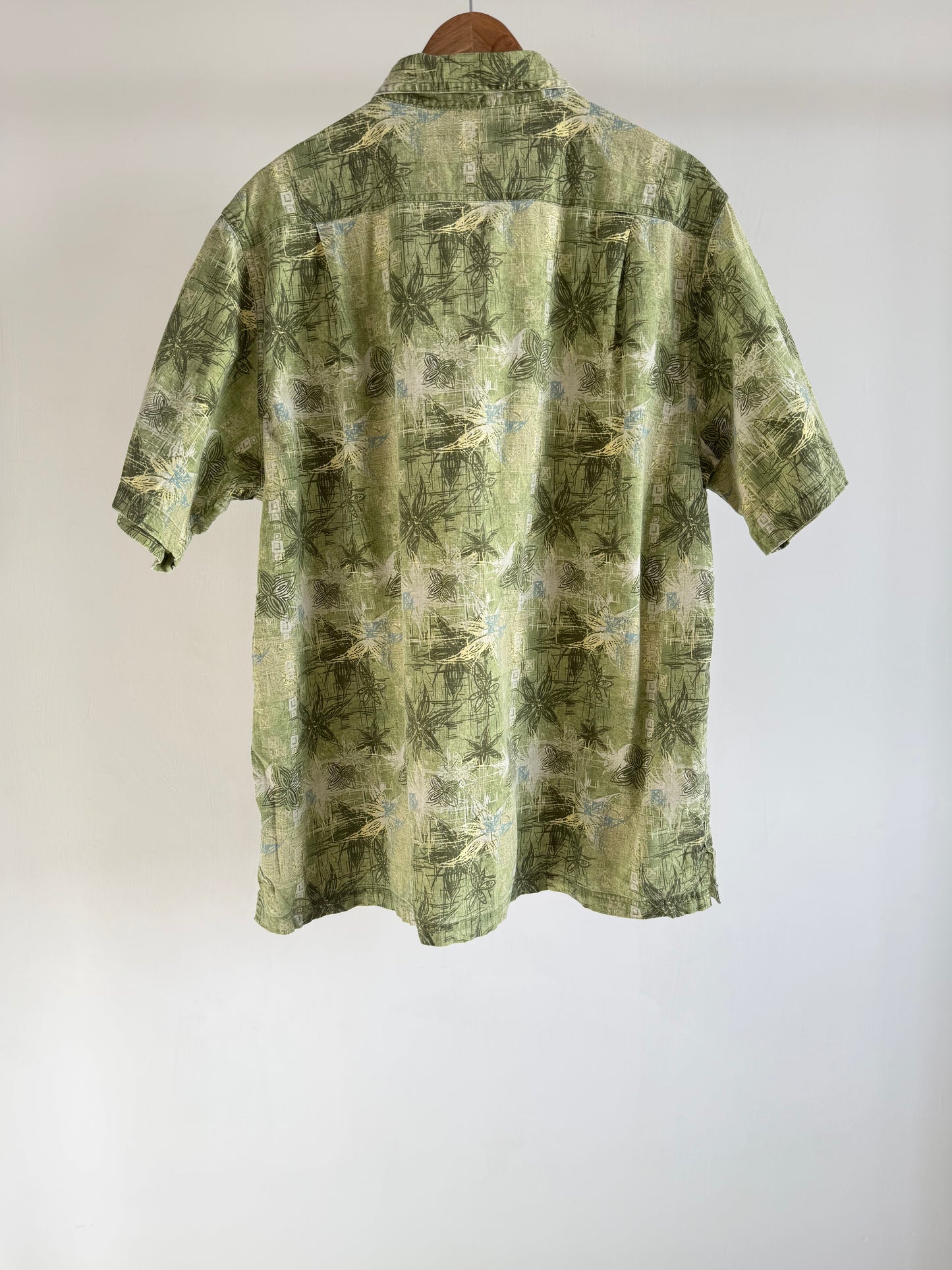 Vintage Olive Abstract Print Shirt