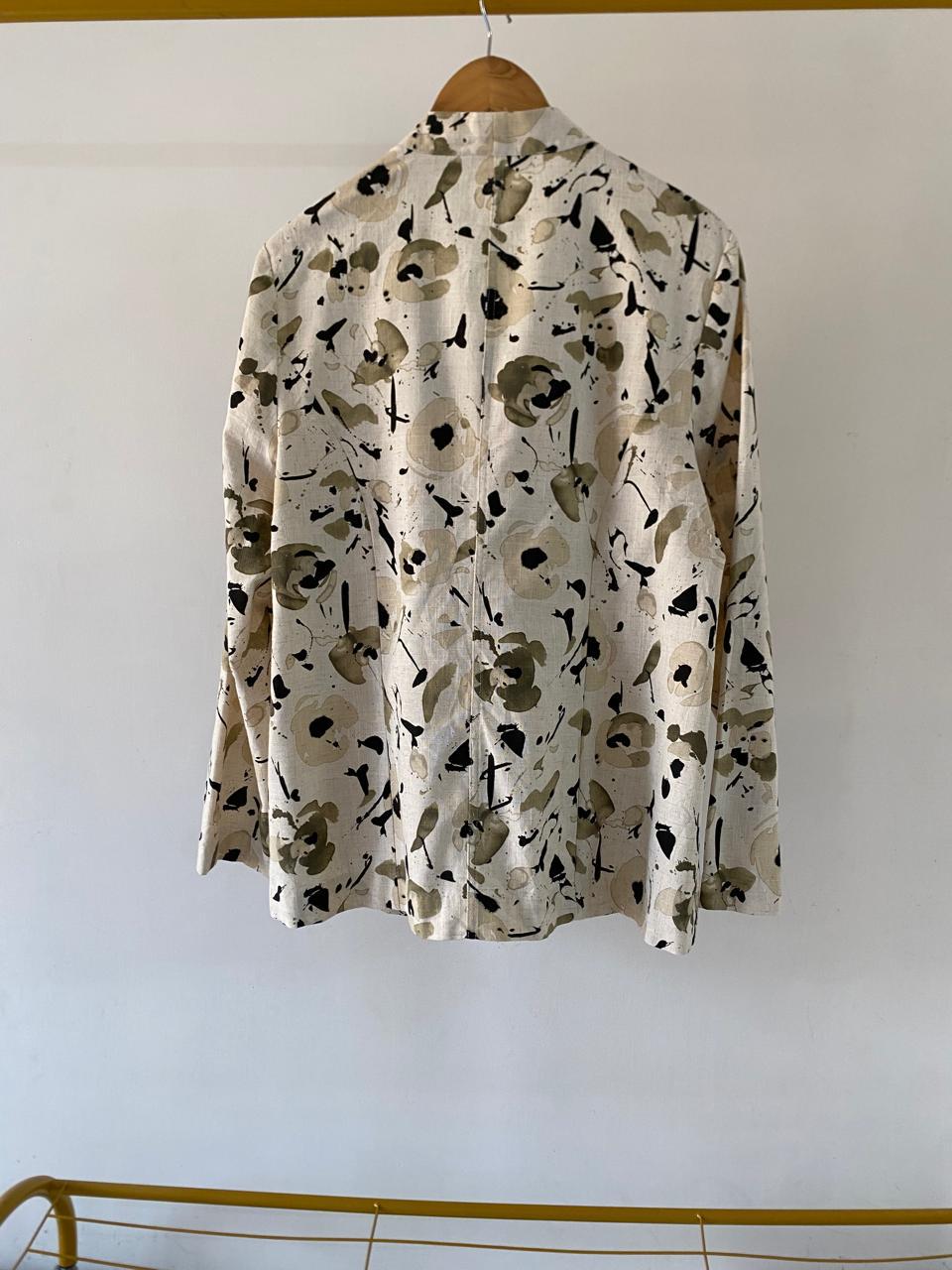 Beige Patch Printed Blazer